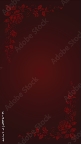 Elegant dark red rose border frame
