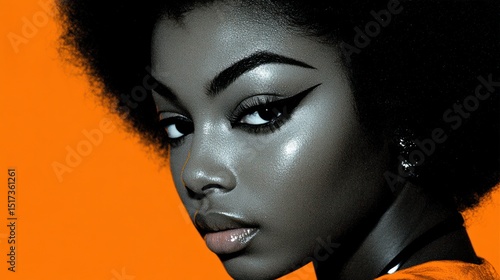 Wallpaper Mural Beautiful Black Woman with Bold Eyeliner and Afro Torontodigital.ca