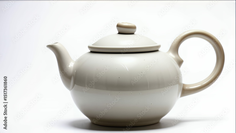 An elegant, monochrome teapot sits poised on a bright white surface, casting soft shadows around it. An elegant, monochrome teapot sits poised on a bright white surface, casting soft shadows around it.