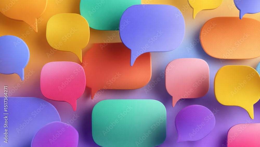 Colorful speech bubbles, various shades, overlapping Colorful speech bubbles, various shades, overlapping