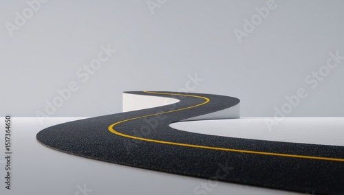 Winding road on a white platform