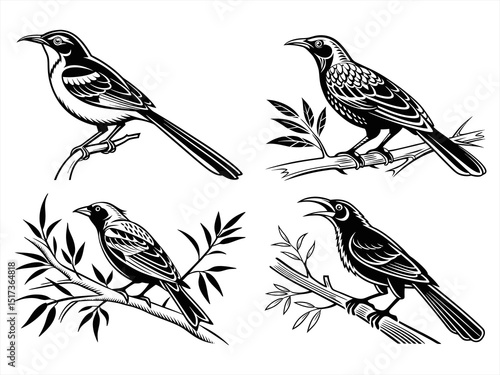 weaverbird silhoette black vector bundle