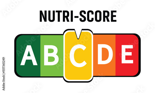 Nutri Score Sticker System - Vector Illustrations Isolated On White Background.