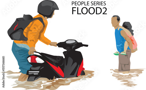 illustration vector of people had flood disaster