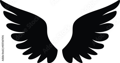 Angel wing silhouette vector, wing icon vector, Angel wing clipart