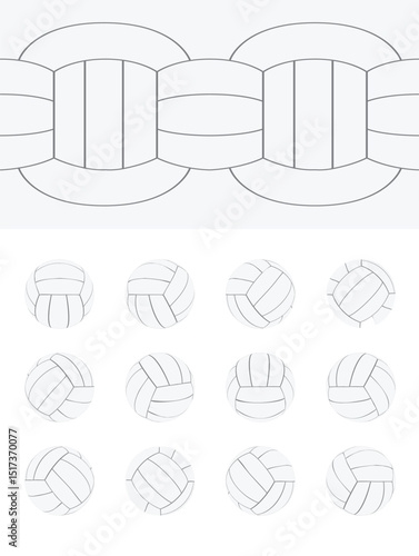 Volleyball Ball Spinning Frame Sequence and Texture Vector