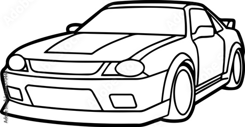 drift car outline vector illustration line art