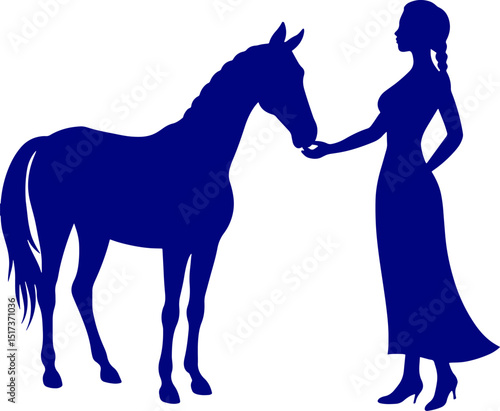 Horse silhouette vector. A woman riding horse. Cowgirl Riding Horse