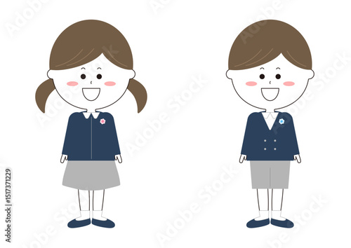 入学式での男女のイラスト