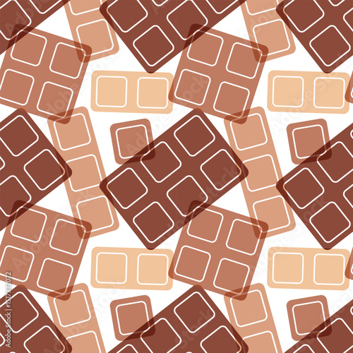 Seamless Pattern of Chocolate Desserts with Cakes and Melted Sweets in Flat Cartoon Style Illustration