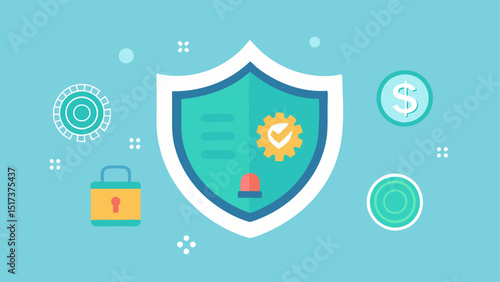 AI Success Shield A large shield in the foreground embossed with the word Secure with elements of money AI gears and crossedout fraud icons symbolizing victory over fraud threats.