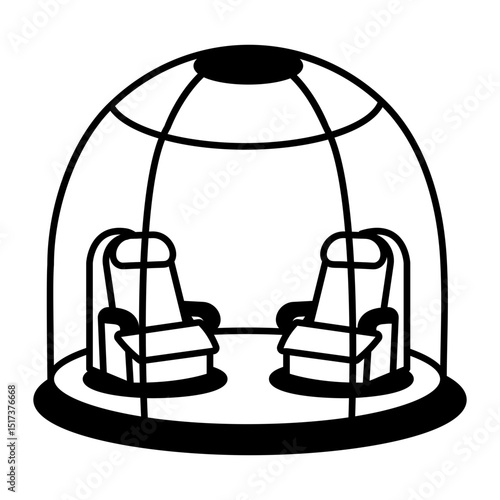 A linear style icon of an isolation dome
