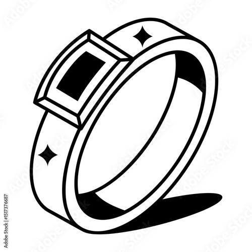 A line style icon of wearable scanning ring
