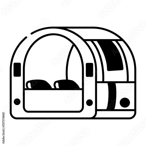 An outline style icon of sleeping pod
