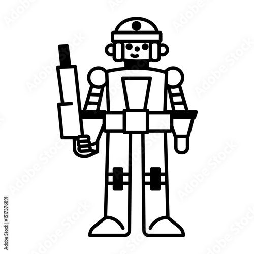 A linear style icon of police robot
