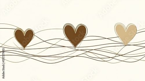 Decorative hearts on wavy lines.