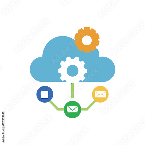 cloud with mail and settings icon representing clo.svg