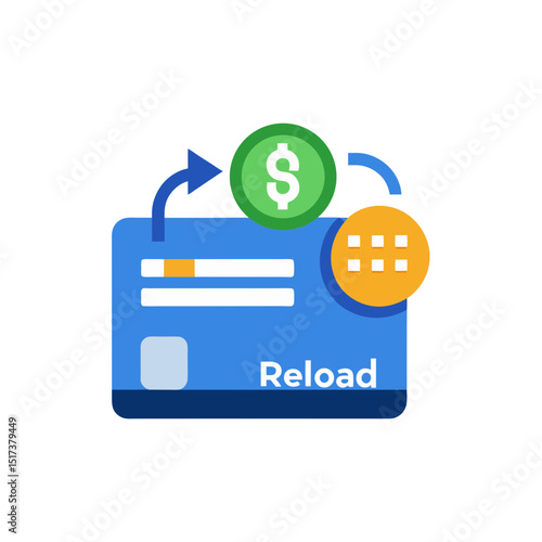 credit card with reload and dollar icon representi.svg
