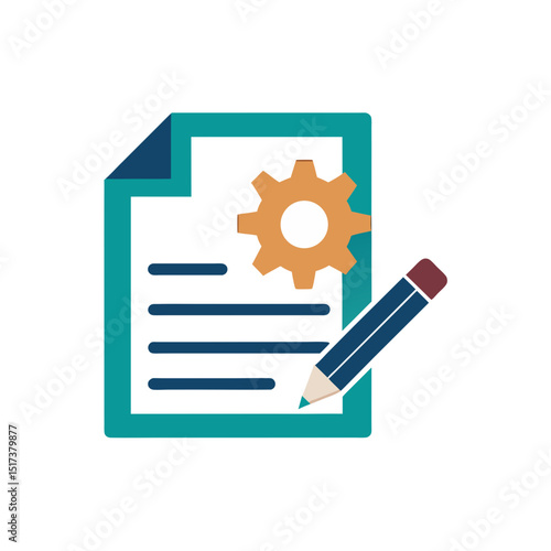 document with pencil and gear icon representing 
