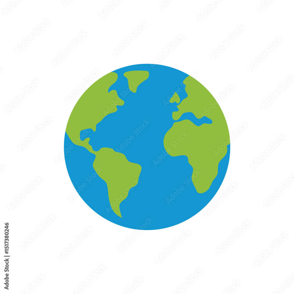 earth globe symbol in flat illustration on white earth globe symbol in flat illustration on white
