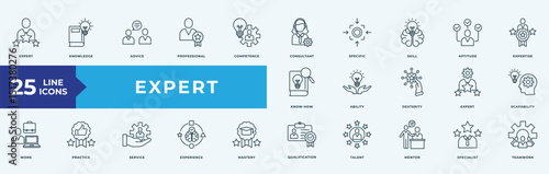 Expert icon collection set with expert, knowledge, advice, professional, competence, consultant, specific, skill
