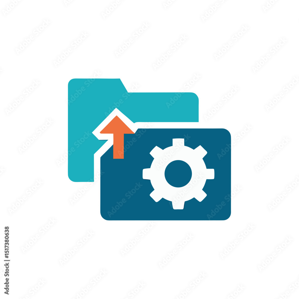 folder with settings gear and arrow icon represent folder with settings gear and arrow icon represent