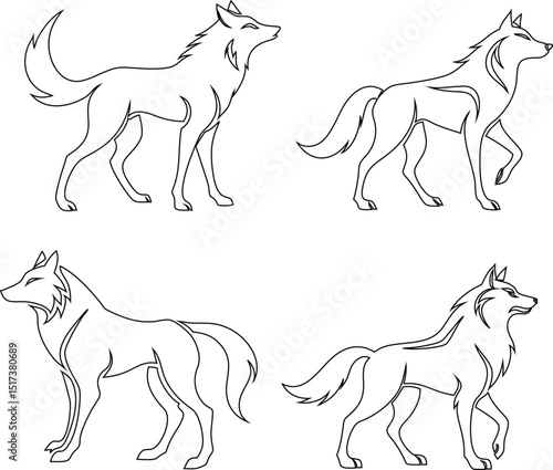  Wolf line art icons pack,  for versatile use.