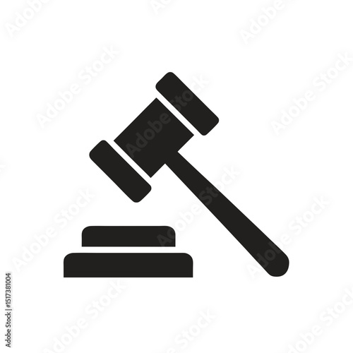 hammer and gavel law icon in minimal vector design 