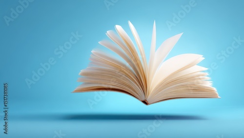Open book floating, pages spread