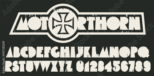 Simple, thick, humorous font with geometric shapes and scratches on the theme of a holiday and party. Suitable for the titles of cartoons or children's books, disco music, indie music. Latin letters