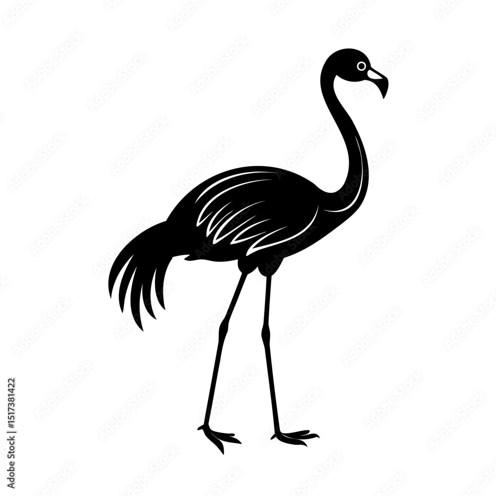 Obraz premium Elegant silhouette illustration of a standing flamingo bird isolated on a white background