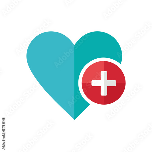 heart with medical cross and heartbeat icon repres.svg