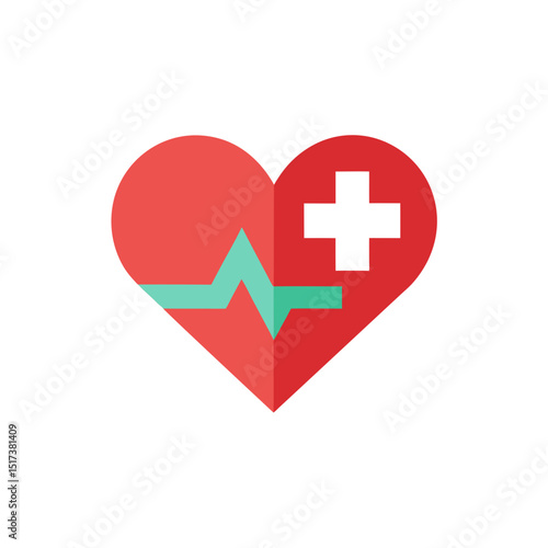 heart with medical cross and heartbeat icon repres