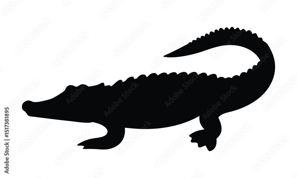Fototapeta premium Alligator silhouette vector, Crocodile Black Silhouette vector