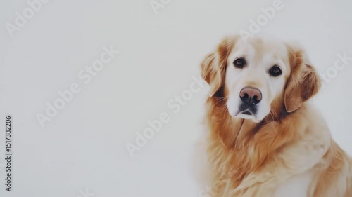 Golden Retriever Profile Portrait in Minimalist Setting a Serene Canine Moment