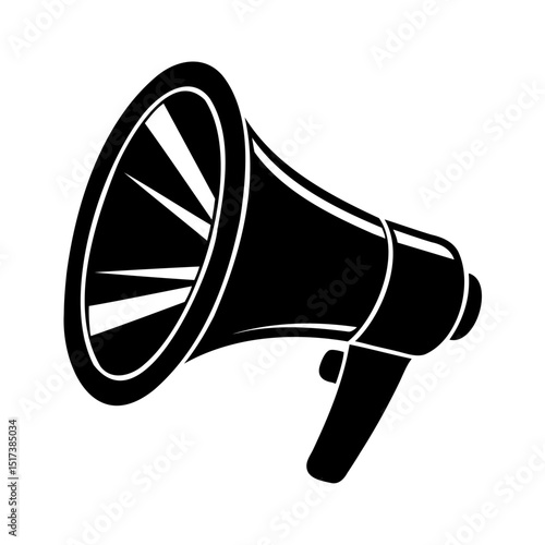 Black and white loudspeaker icon representing announcement and important communication