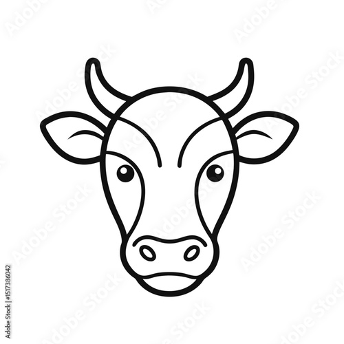 Funny cartoon cow vector illustration with a cute farm animal head and udder for dairy agriculture
