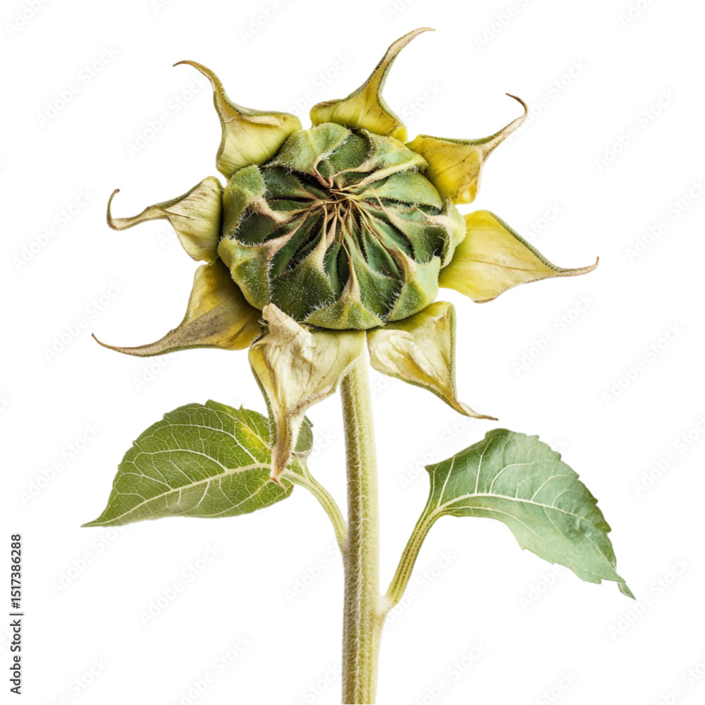 Obraz premium Dried sunflower head and leaves artistic abstract background