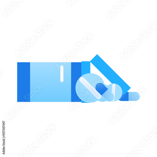 Abstract illustration of pills spilling from a medicine bottle