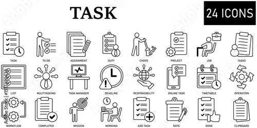 Set of task Icons or symbols Vector fully editable file.
