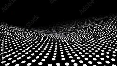 Abstract black and white dotted wave pattern