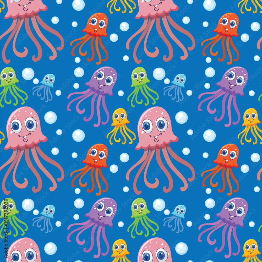 Colorful Jellyfish Underwater Pattern Colorful Jellyfish Underwater Pattern
