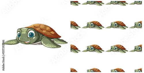Playful Sea Turtle Seamless Pattern
