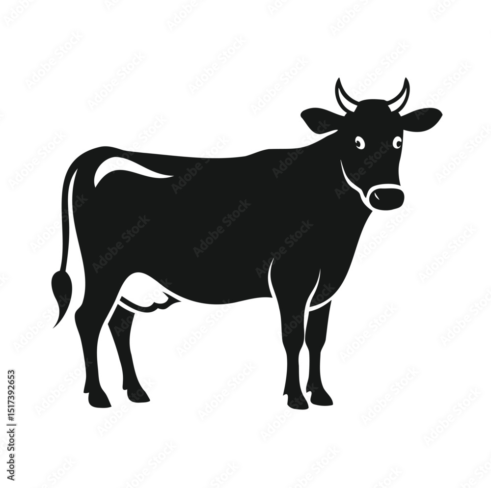 Cow Silhouette Icon Vector on White Background | Farm Animal Design Cow Silhouette Icon Vector on White Background | Farm Animal Design