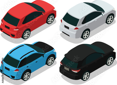 Isometric family car hatchback, crossover