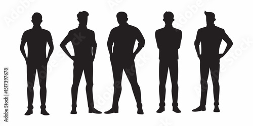 Male Standing Silhouettes Clipart Pack Vector Human Figure Set