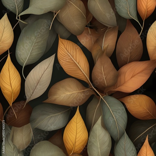 Elegant Autumn Leaves Pattern in Earth Tones