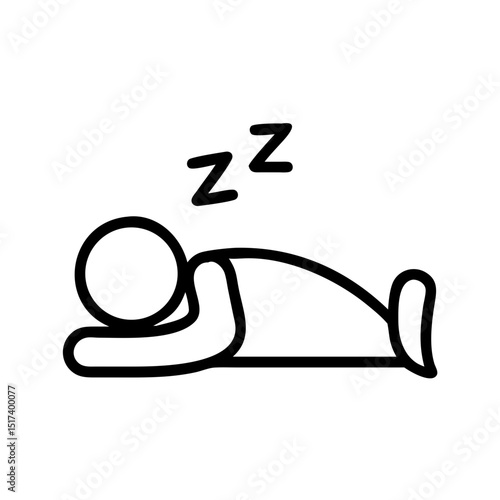 Sleeping person outline icon, isolated on white background