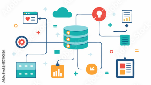 Data Flow Visualization A conceptual diagram showing data flow from products to an AI server. Arrows and lines represent connections between products and the AI with icons for