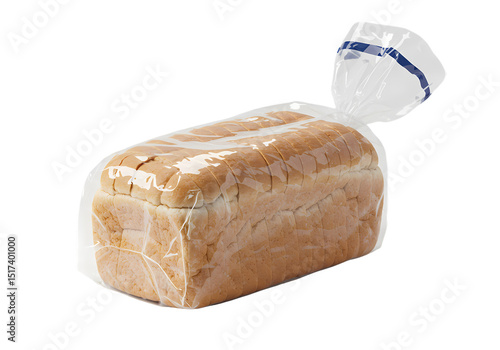 A Loaf of Whole Wheat Bread Freshly Baked and Sealed in a Clear Plastic Bag isolated on transparent baackground